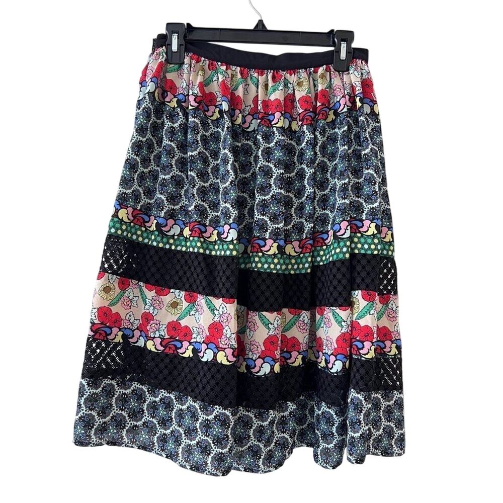Disney Alice Through The Looking Glass Patchwork Floral Midi Skirt Boho M lace - Picture 3 of 6